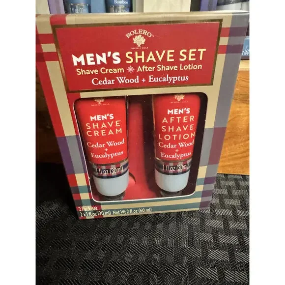 Men's Shave Set Cedar‎ Wood & Eucalyptus 2 Pack 1 fl oz Shave Cream After Shave - Picture 3 of 6